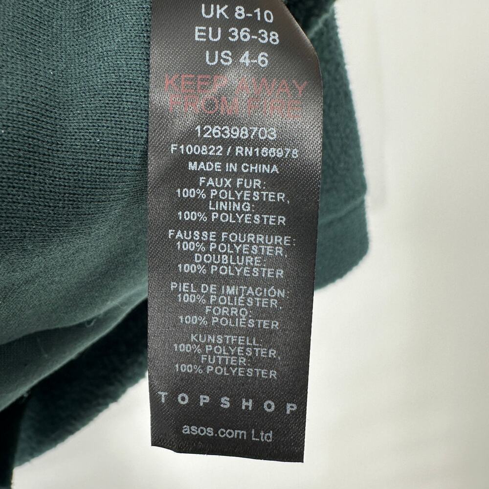 Topshop Borg Quarter Zip Fleece Hoodie Long Sleeve Pouch Pocket Sweater - Picture 5 of 7